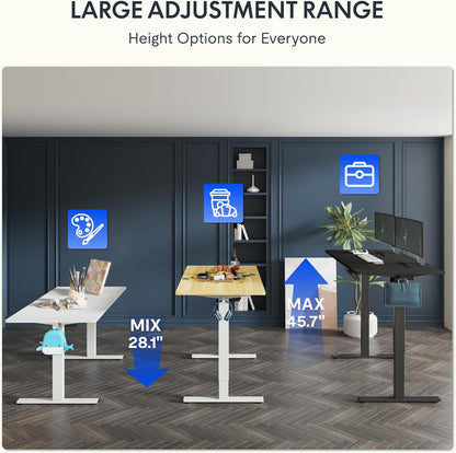 FLEXISPOT 48"X24" One-Piece Electric Standing Desk, 1" Thick Seamless Desktop for Home Office, Study & Multi-Monitor Setup, White