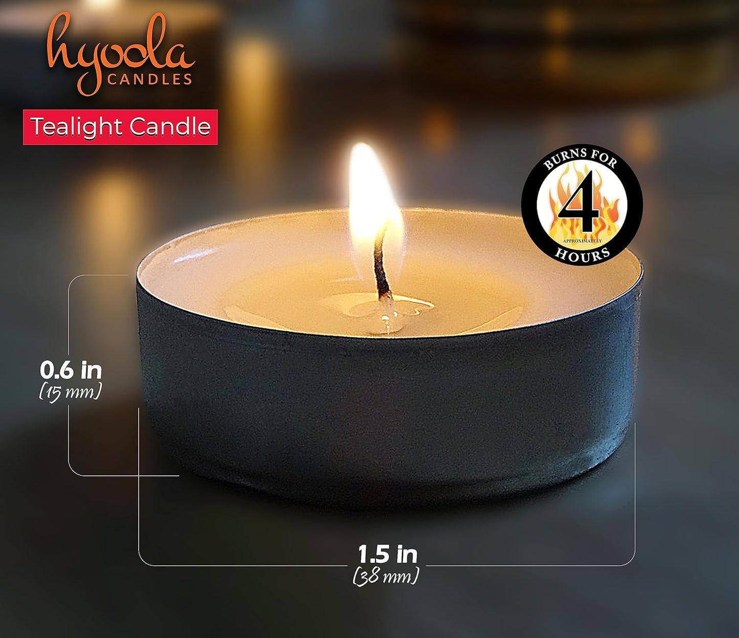 Tea Lights Candles - 100 Bulk Candles Pack - Natural Palm Oil Tea Light - European Quality White Unscented Tealight Candles - 4 Hour Burn Time